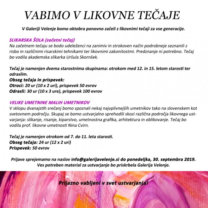 Vpis v likovni tečaj za odrasle in otroke