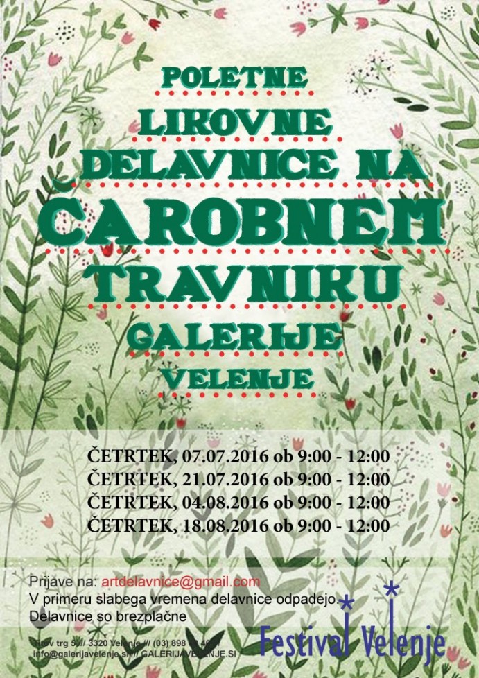 Poletne likovne delavnice na čarobnem travniku Galerije Velenje